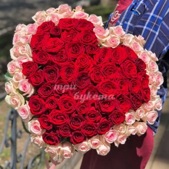 Букет из 101 красной и розовой розы Букет из 101 красной и розовой розы